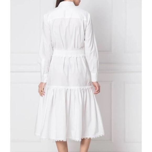 Tory Burch Scalloped Cotton Shirt Dress - Picture 3 of 9